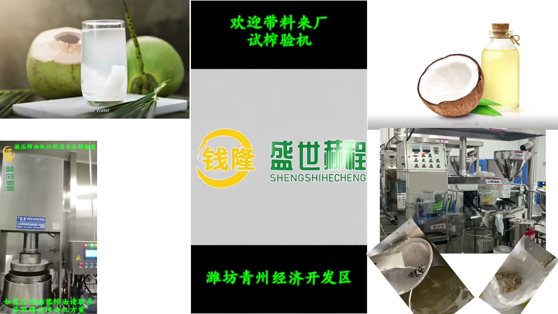 Fresh coconut water, milk, desiccated coconut, oil, refining, and packing line